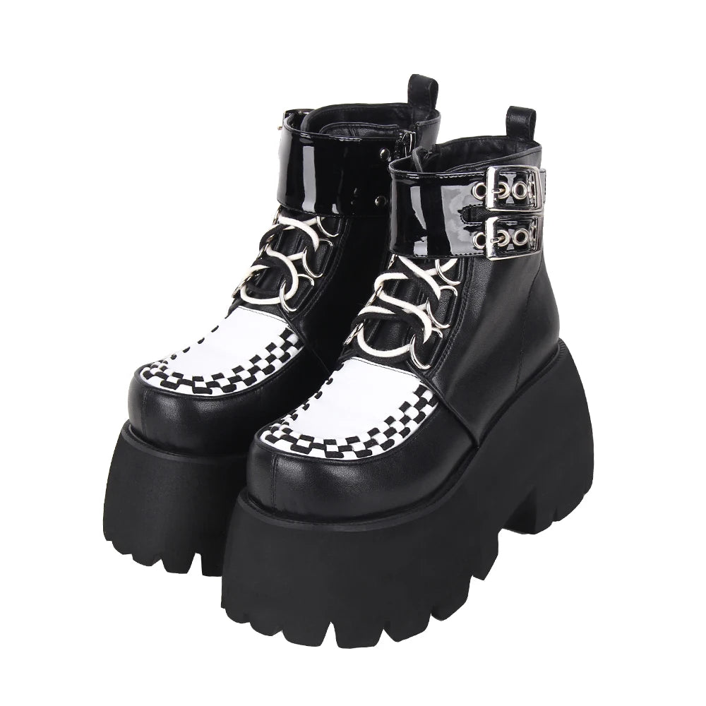 Handmade Mori girl Women motorcycle punk ankle boots lady high heels lolita customizd shoes woman princess dress party pumps 41