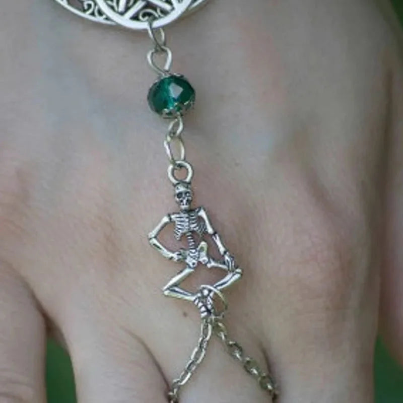 Bohemian Moon Triple Goddess Crescent Bracelet Ring, Jewelry Accessories, Pagan Wicca Witch Pentacle Bracelet