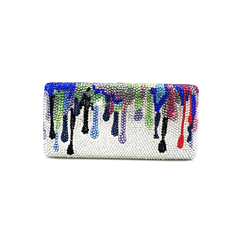 Fashion women evening party purses bridal wedding bag funny colorful full crystal clutches