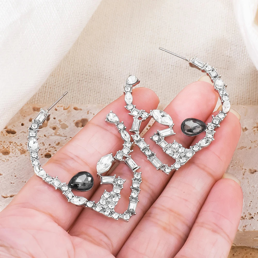 Halloween Cute Ghost Pendant Stud Earrings – Rhinestone, Goth Style Cosplay Jewelry, Girls' Accessories, Gift Idea