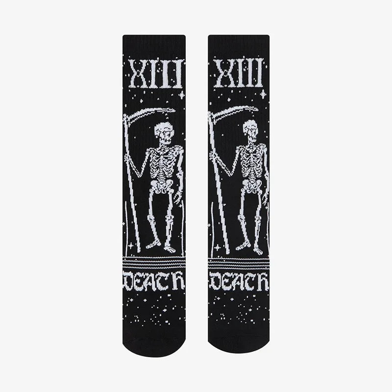 Retro Gothic Dark Skull Skeleton Doll Crew Socks Elastic Unisex Cotton Women Men Funny Stocking Novelty Harajuku Socks