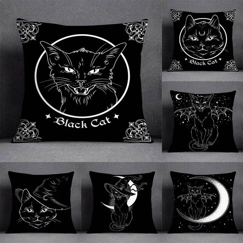 Black Cat Series Decorative Pillowcase | Square Home Office Decoration (45cm * 45cm)