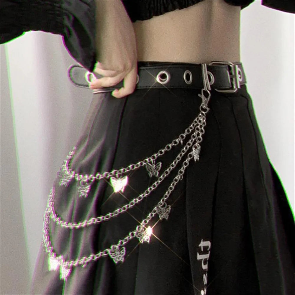 Fashion Butterfly Waist Chains | Multi Alloy Chain Layer for Jeans, Trousers, Skirts | Hip-hop Punk Women’s Pendant Jewelry