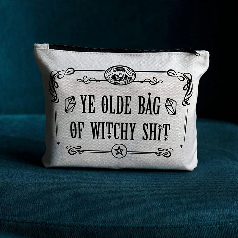 Ye Olde Bag Of Witchy Stuff Witch Black Goth Makeup Bag Witchcraft Halloween Birthday party Friend Tarot Cards Coven Sister gift