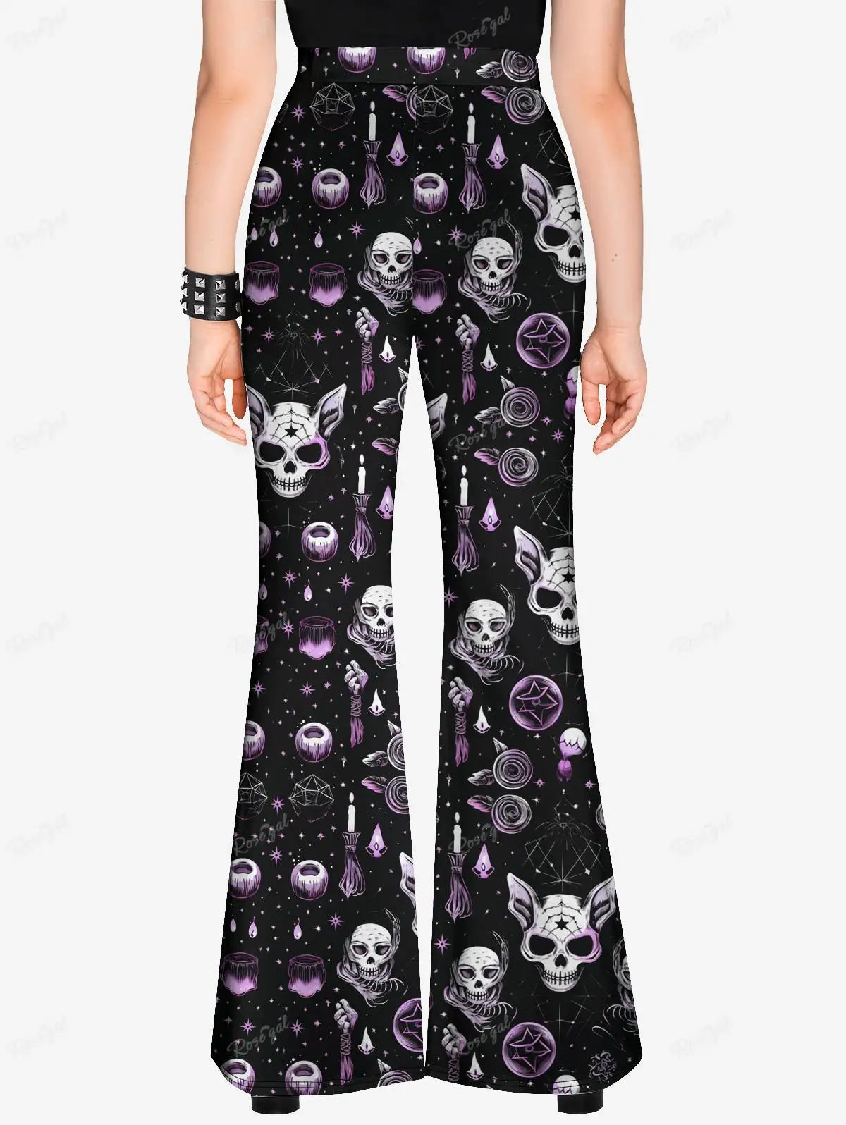 XS-6X Women's Halloween Printed T-shirt and Flare Pants Matching Set - Gothic Outfits, New Streetwear with Sweetheart Neck Tops and Trousers