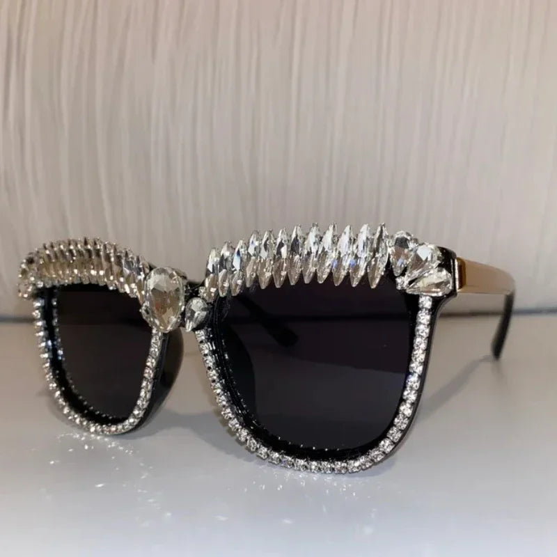 2024 Brand Luxury Square Sunglasses Women | Diamond Crystal Rhinestone Sun Glasses Shades Cat-eye