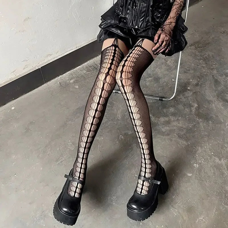 Women Punk Tights Stockings Sexy Hollow Out Fishnet Mesh Pantyhose Gothic Lolita Girls Calcetines Club Party Fish Net Stockings