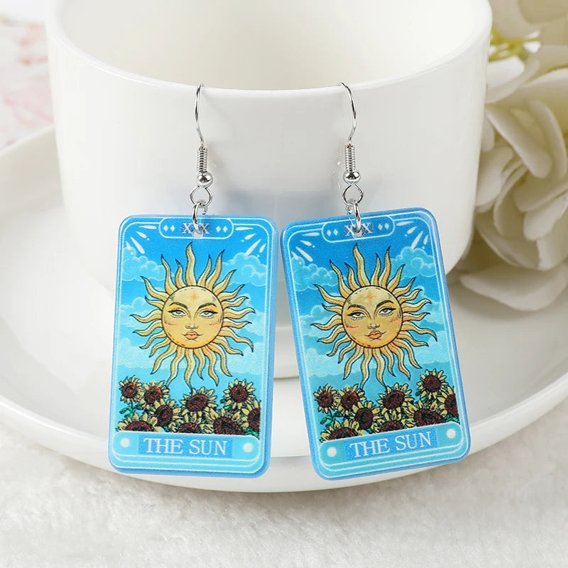 1Pair Women Drop Earrings Tarot Deck Jewelry