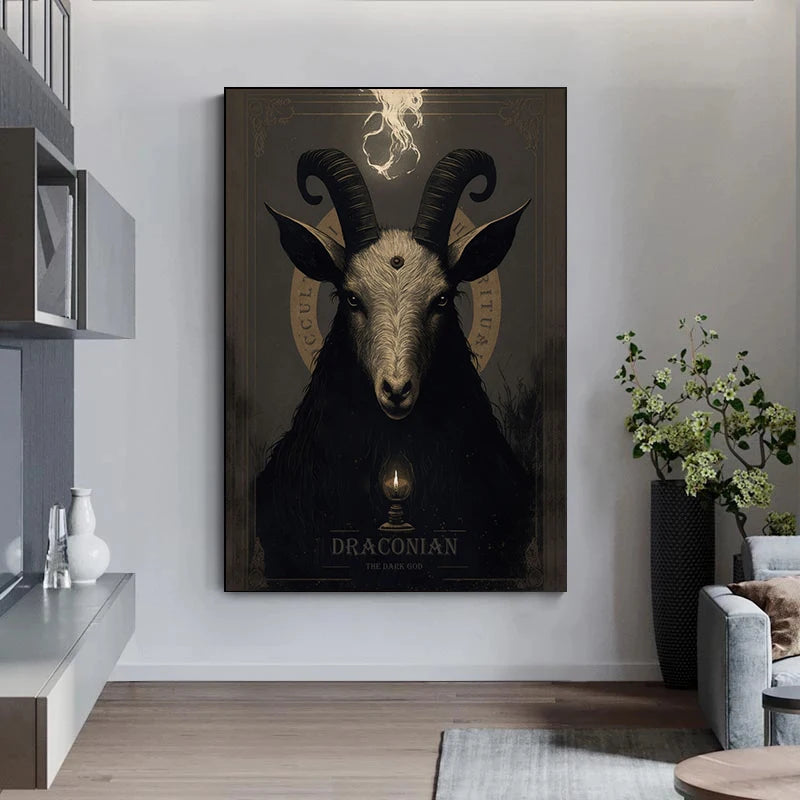 Gothic Occult Baphomet Canvas Poster - Wall Art Picture Decor for Living Room Home