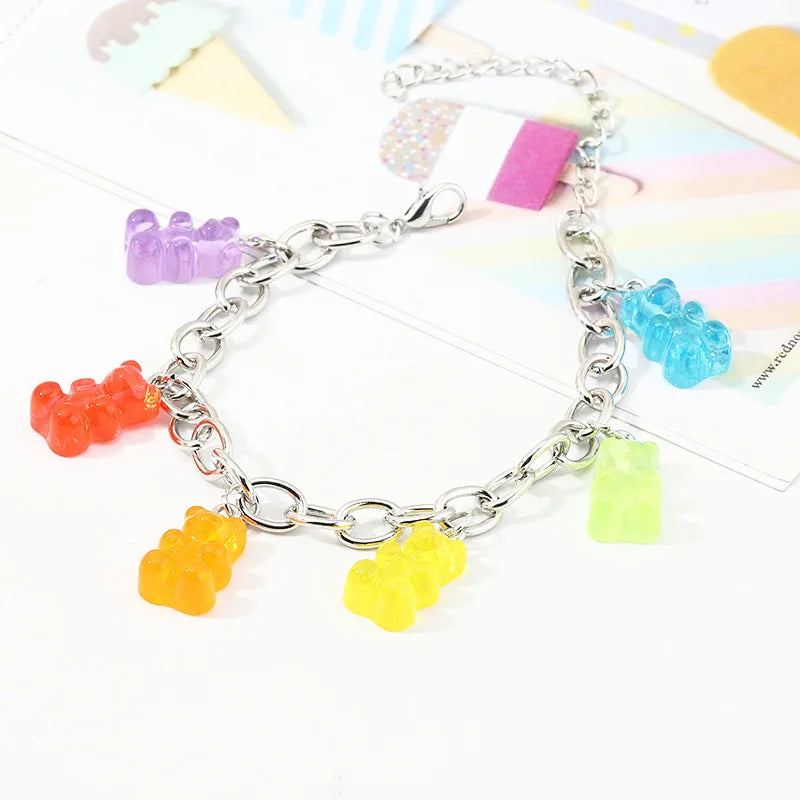 Cute Gummy Bears Bracelet for Women Sliver Charm Baby Bracelet Bohemia Boho Jewelry Accesorios Gifts Pulceras Y Brazaletes Mujer