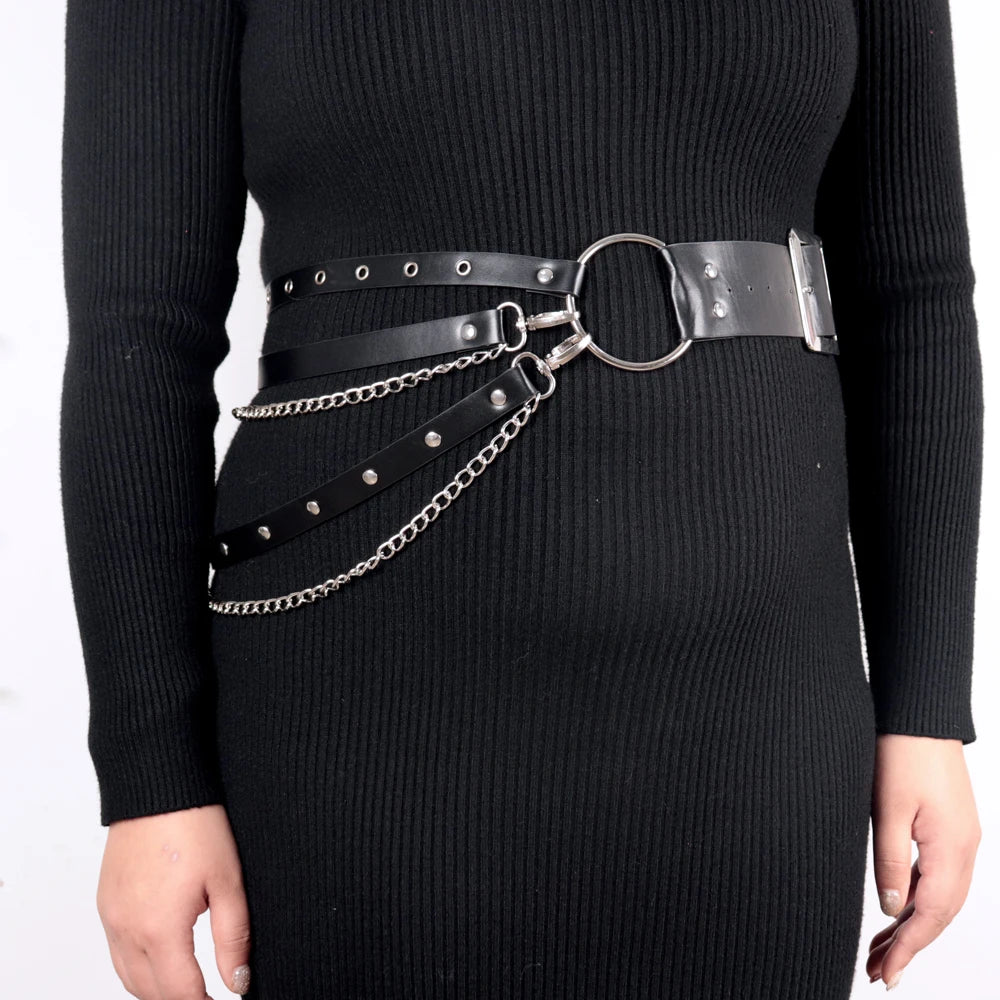 Versatile Plus Size Punk Belt with Stud Decoration Stylish Black PU Hip Hop Belt Suitable for Party and Casual Wear