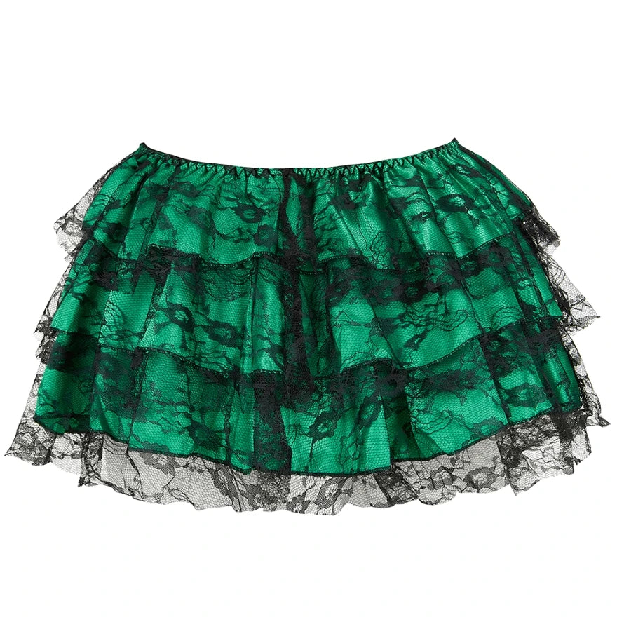 Gothic Sexy Floral Lace Mesh Tulle Mini Pleated Skirt - Party Dance Fashion Skirt, Plus Size