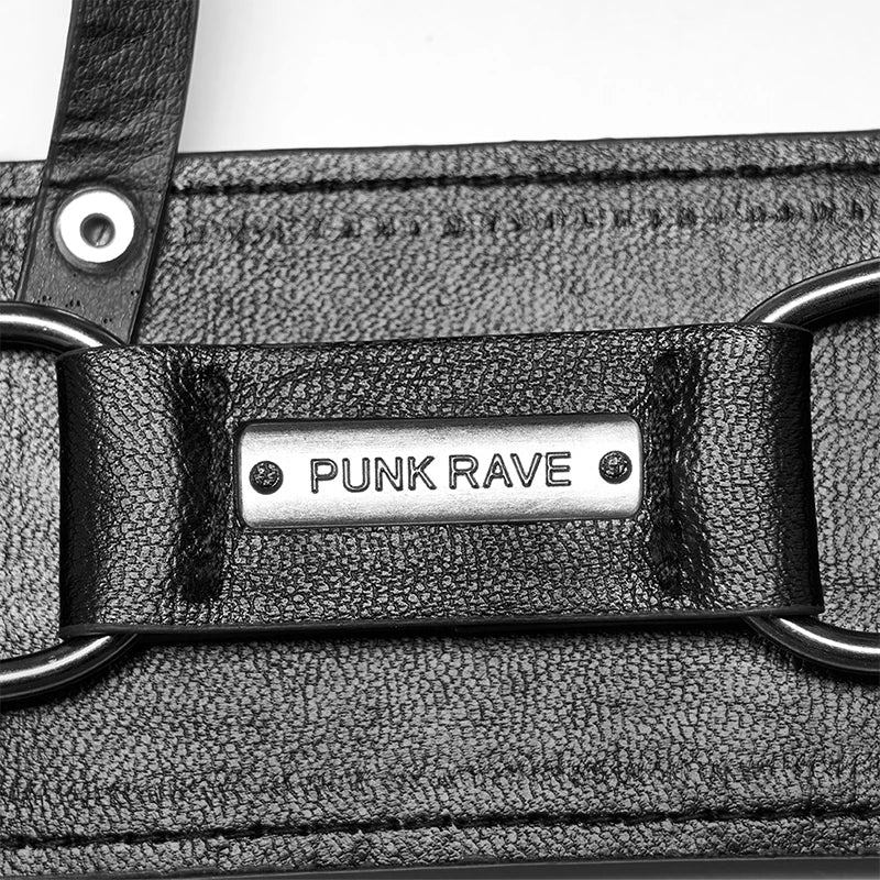 PUNK RAVE Women's Punk Double Leather Belt - Heavy Duty Adjustable Strap, Sexy and Cool Novelty Accessory in Black