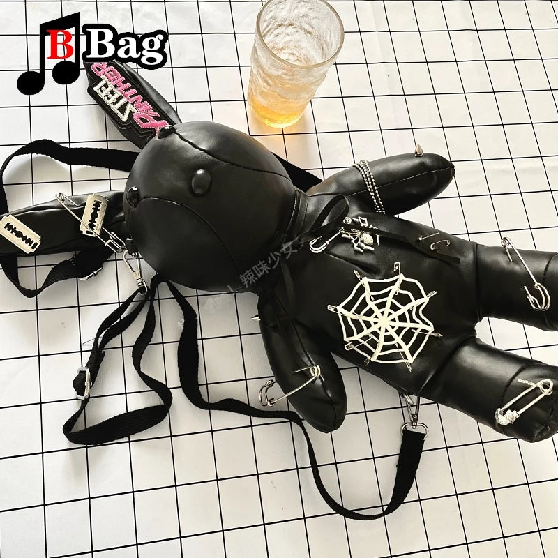 Dark Punk Goth Rabbit Cobweb Novelty Fashion Backpack