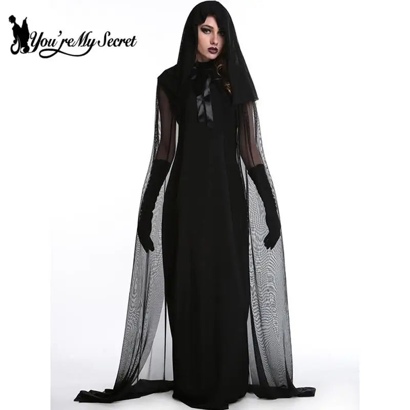 [You're My Secret] Halloween Witch Cosplay Costume Vintage Medieval Clothing Women's Dress Party Carnival Jumpsuit Outfit Robe