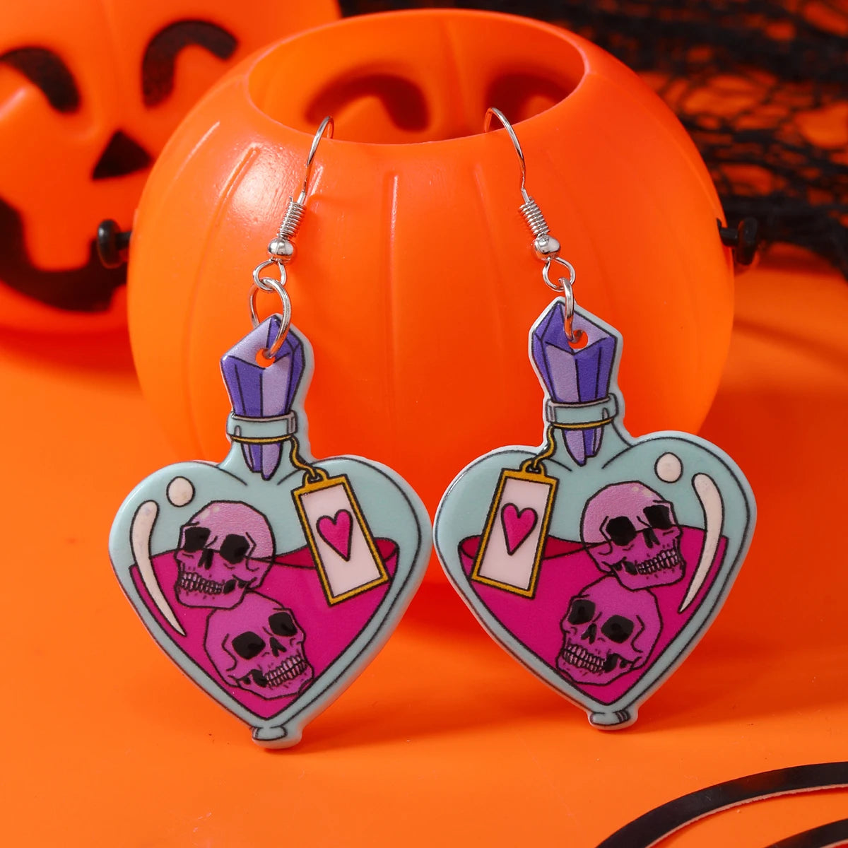 Halloween Skull Head & Bat Earrings – Dark, Funny, and Creative Fashion for Women