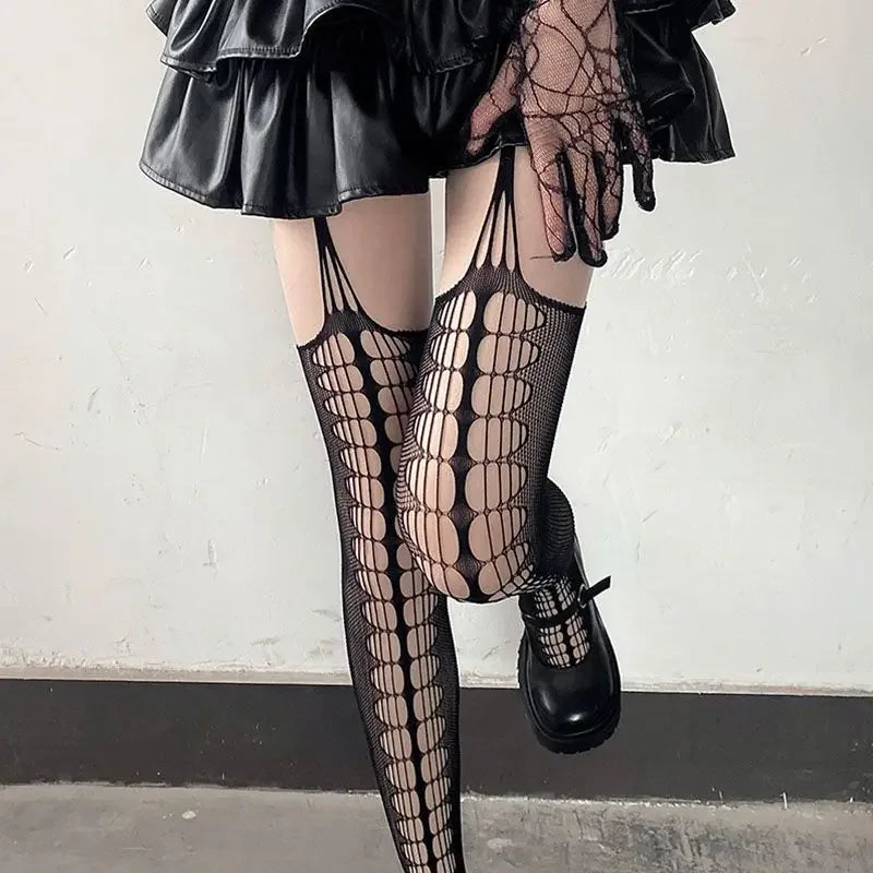 Women Punk Tights Stockings Sexy Hollow Out Fishnet Mesh Pantyhose Gothic Lolita Girls Calcetines Club Party Fish Net Stockings