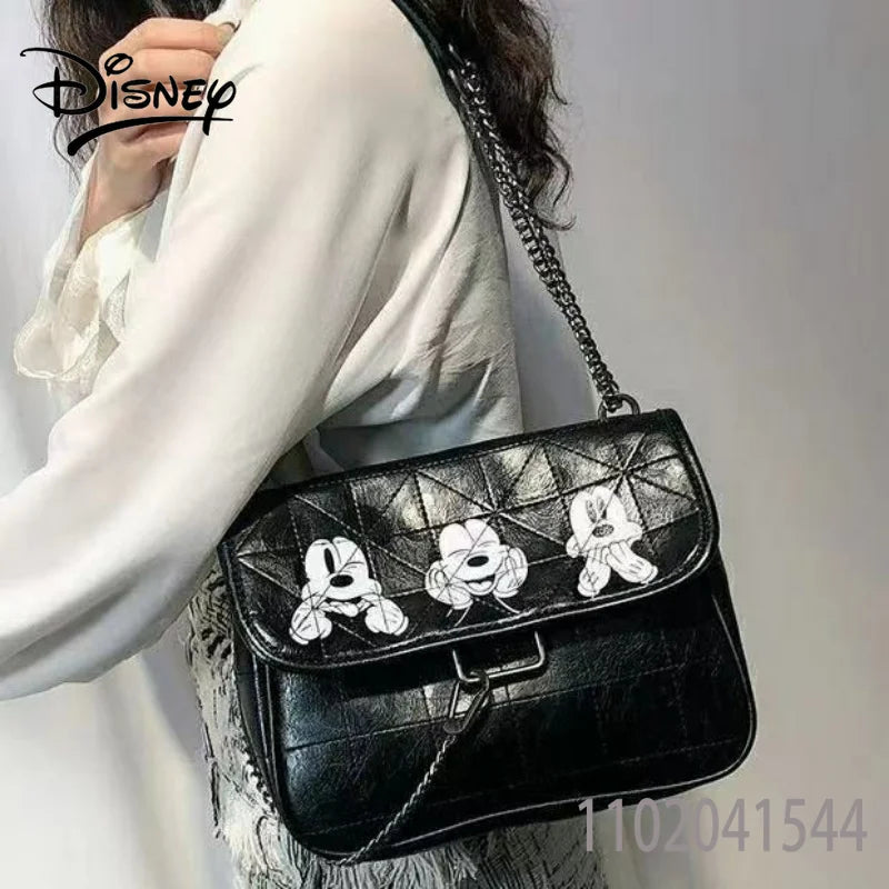 Disney Women’s Mickey Mouse PU Leather Shoulder Bag - Large Capacity Soft Leather Bag for Women