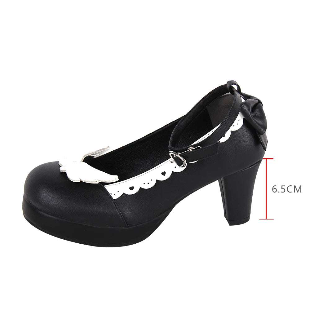 Angelic imprint new woman girl lolita cosplay shoes lady high heels Pumps women princess dress party shoes love heart 6.5cm 8536