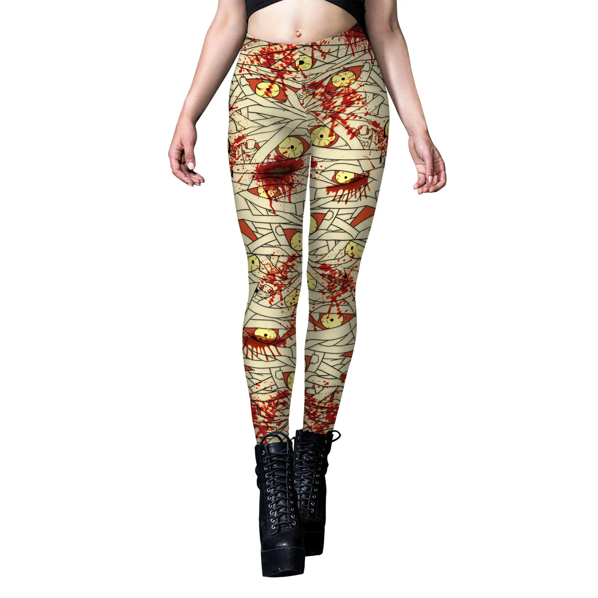 [You're My Secret] Halloween Leggings for Women 3D Digital Print Sexy Holiday Party Pants Female Elastic Tights Trousers