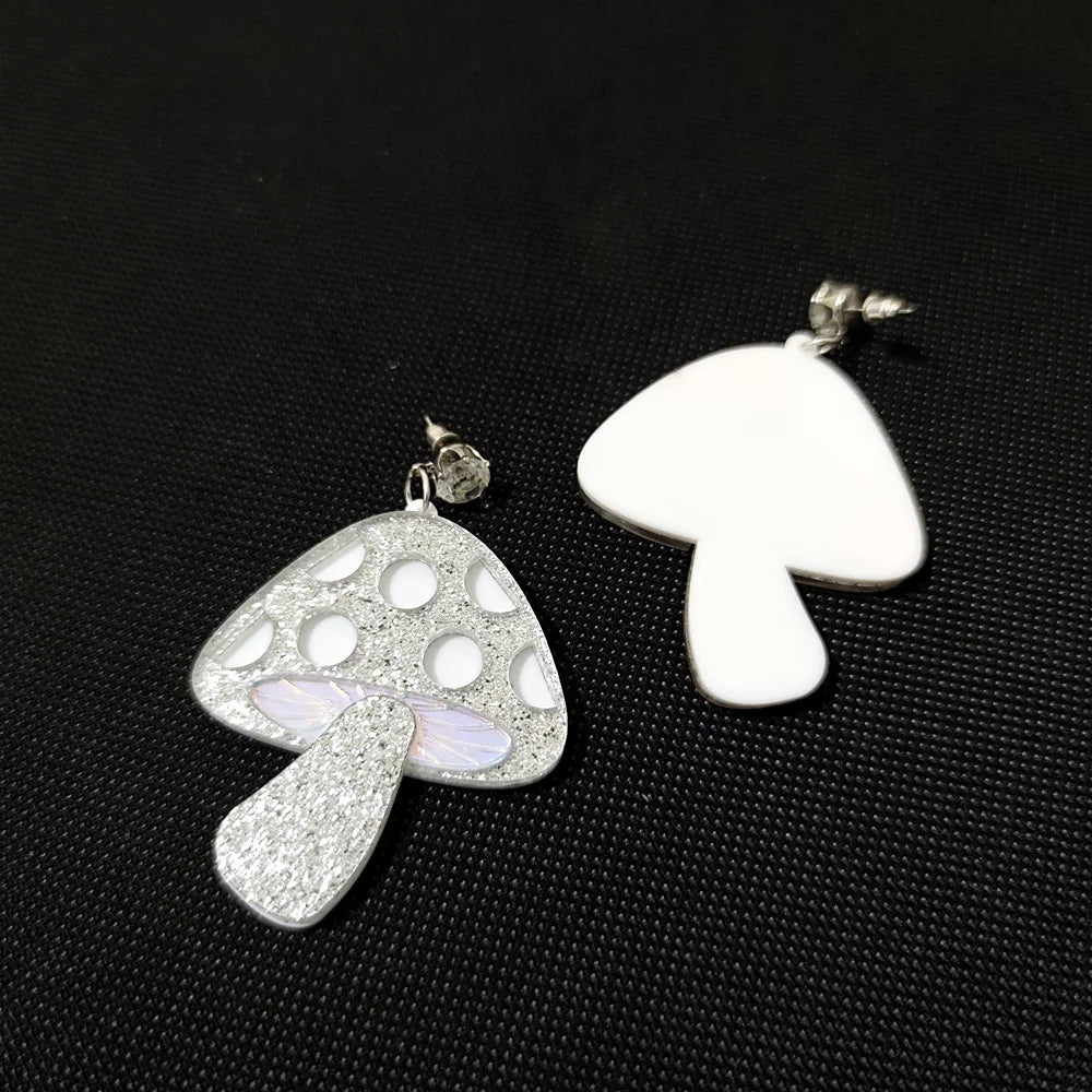 KUGUYS Glitter Mushroom Drop Earrings | Acrylic Fashion Jewelry for Women | Trendy Accessories