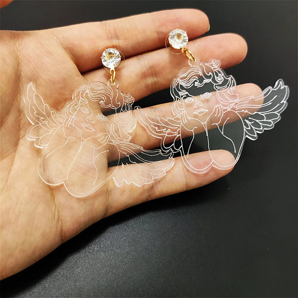 KUGUYS Cupid Drop Earrings | Clear Acrylic Trendy Jewelry for Women