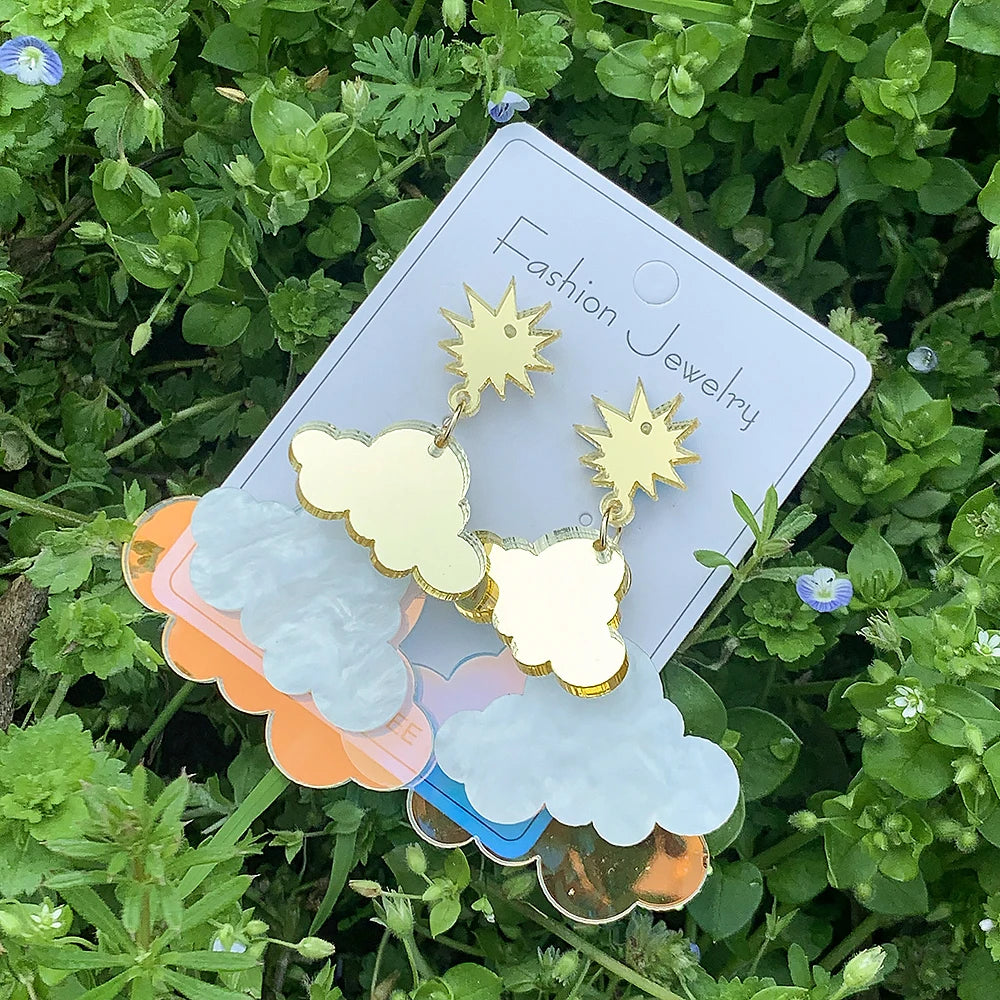 Creative Clouds Earrings Unique Lightweight Cute Acrylic Cloud Stud Earrings for Women Girls Personalized Jewelry Gifts