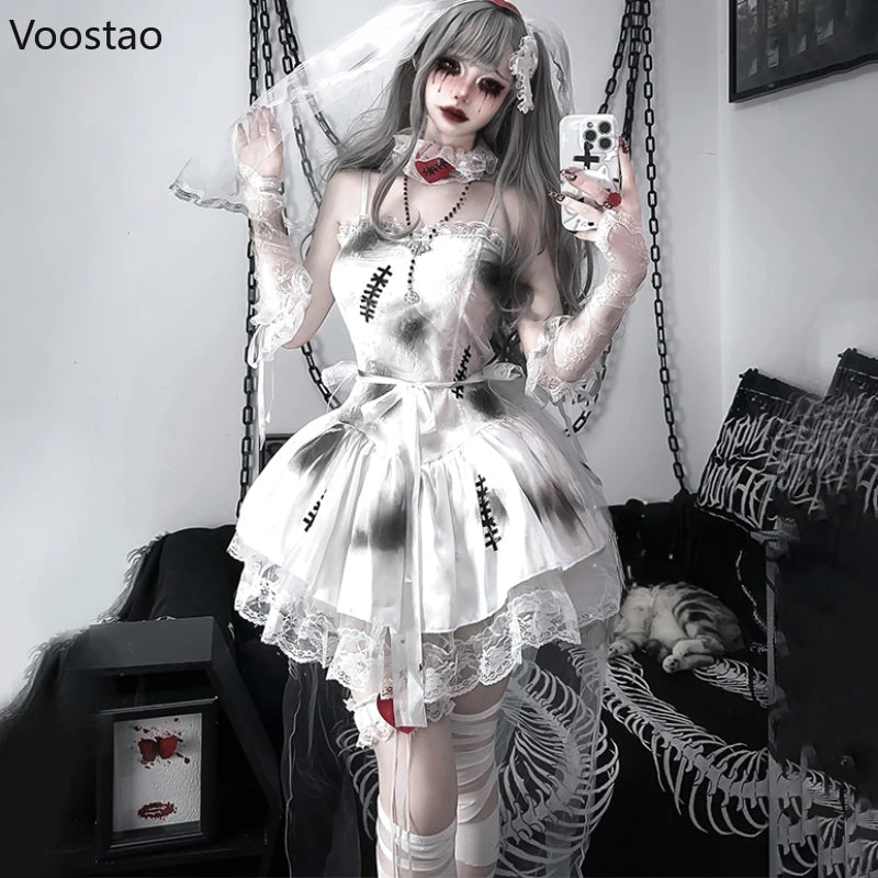 Gothic Lolita Dress – Halloween Anime Cosplay Costume, Ghost Bride Witch Party Uniform for Women