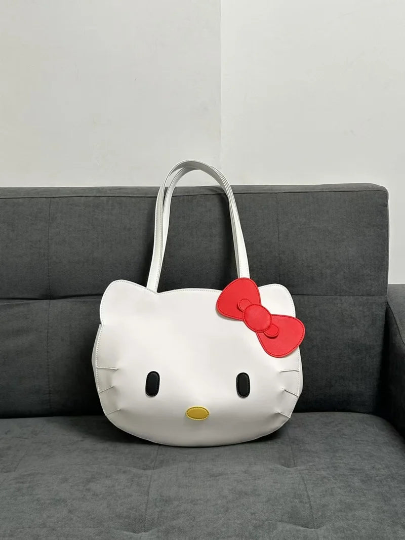 2024 New Sanrio Tote Bag Girl Cute Cartoon Bow Shoulder Bag All-Matching Underarm Bag Large Capacity Ladies Casual Bag