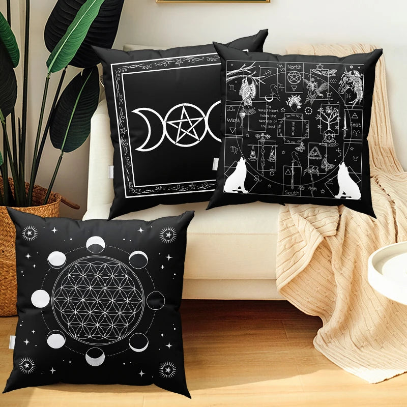 45x45cm Zodiac Wheel Astrology Chart Cushion Cover | Home, Sofa, Office Pillowcase | Wholesale