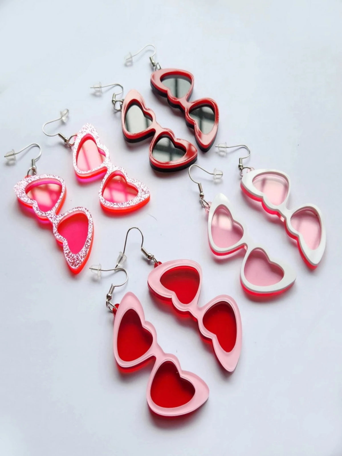 Transparent Acrylic Heart Shaped Sunglasses Earrings for Women