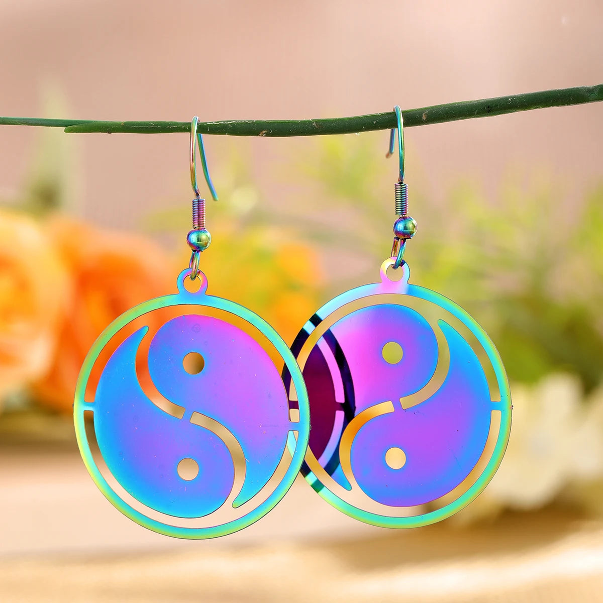 1 Piece Fashion Colorful Tai Chi Stainless Steel Earrings – Ideal Gift Jewelry