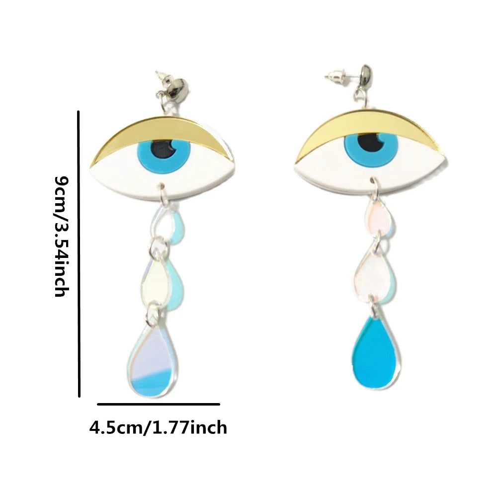 New Eyes Iridescence Teardrop Tassel Long Earrings | High-Quality Acrylic Fashion Jewelry for Women