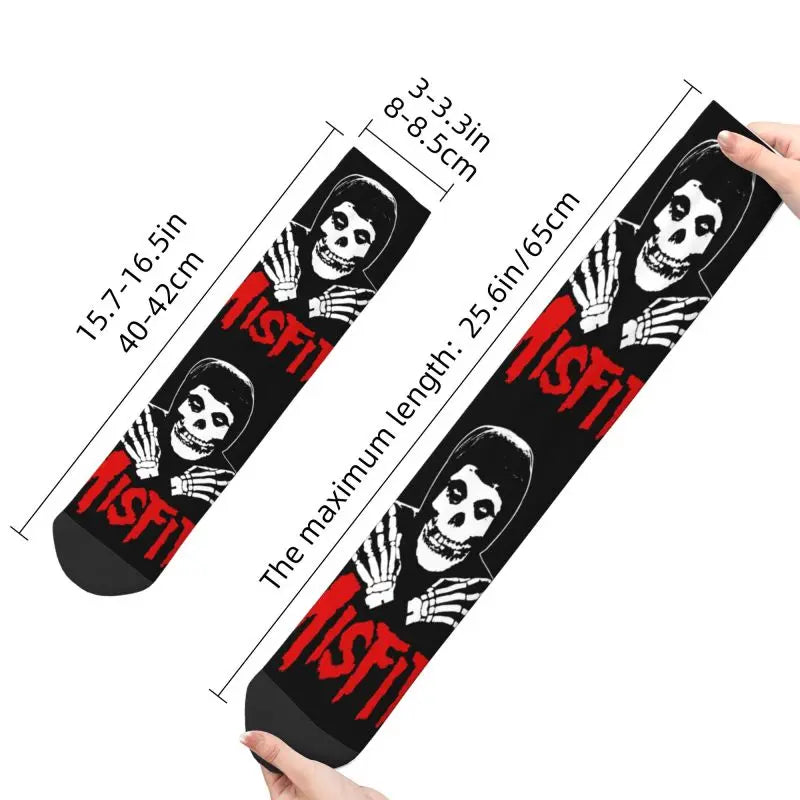 Cute Men's Misfits Horror Punk Rock Band Dress Socks Unisex Warm Comfortable 3D Printing Crew Socks