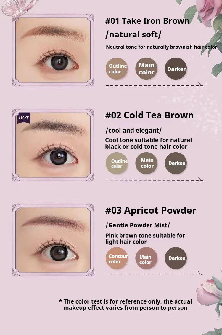 Flower Knows Midsummer Night Eyebrow Powder – 3-Color Natural, Long-Lasting, Three-Dimensional Brow Makeup