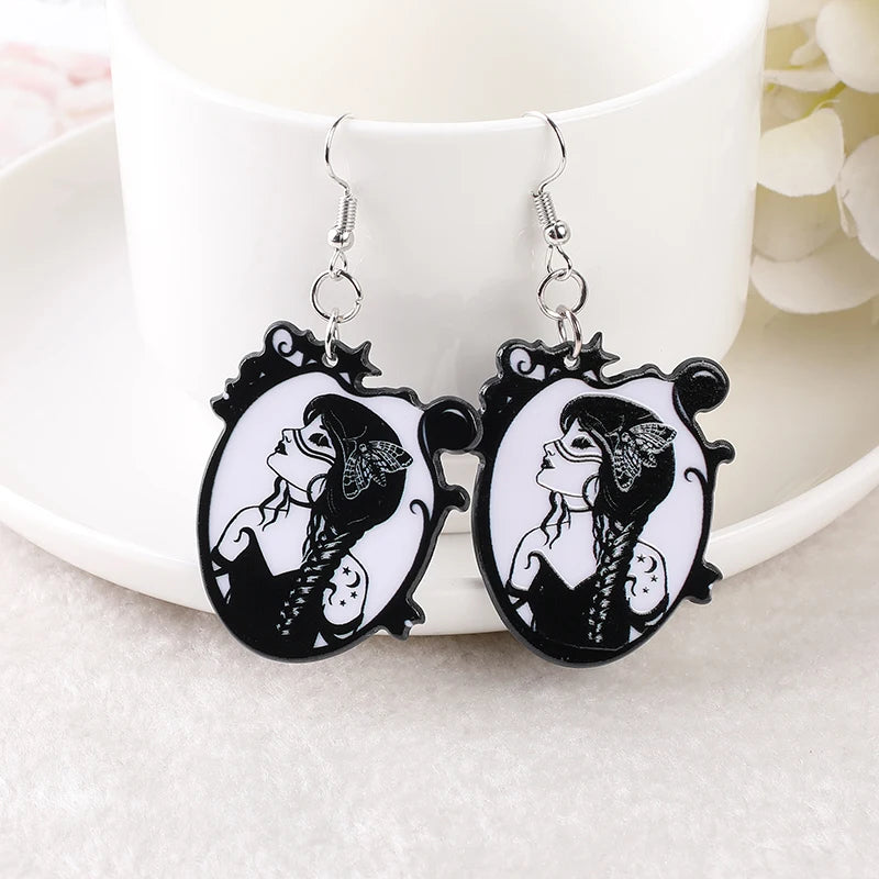 1 Pair of Fashion Witch Butterfly Women's Dangle Earrings Acrylic Goddess Drop Earrings for Girl's Birthday Gift