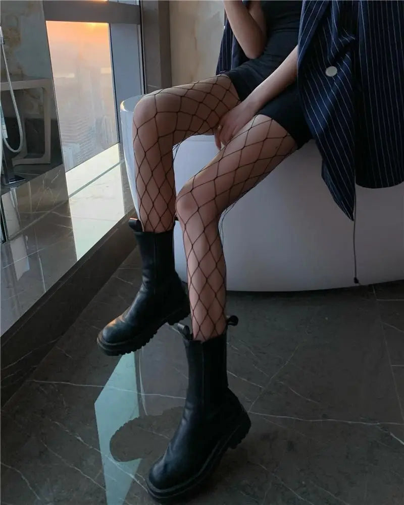 Hot Selling Slim Fit Women's Long Fishnet Mesh Tights - Sexy High Waist Nylon Pantyhose