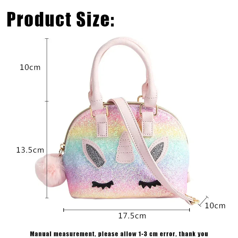 YoReAi Cartoon Bag Designer Handbags High Quality Purses Handbag Luxury Unicorn Rainbow Sequins Purses Shoulder Diagonal Bags