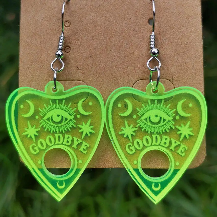 Neon Green Acrylic Halloween Horror Ghost Skull Earrings - New Jewelry for Women