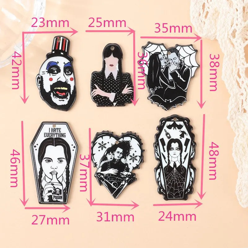 Gothic Halloween Horror Movie Character Dangle Earrings - Creative Print Acrylic Handmade Jewelry for Women