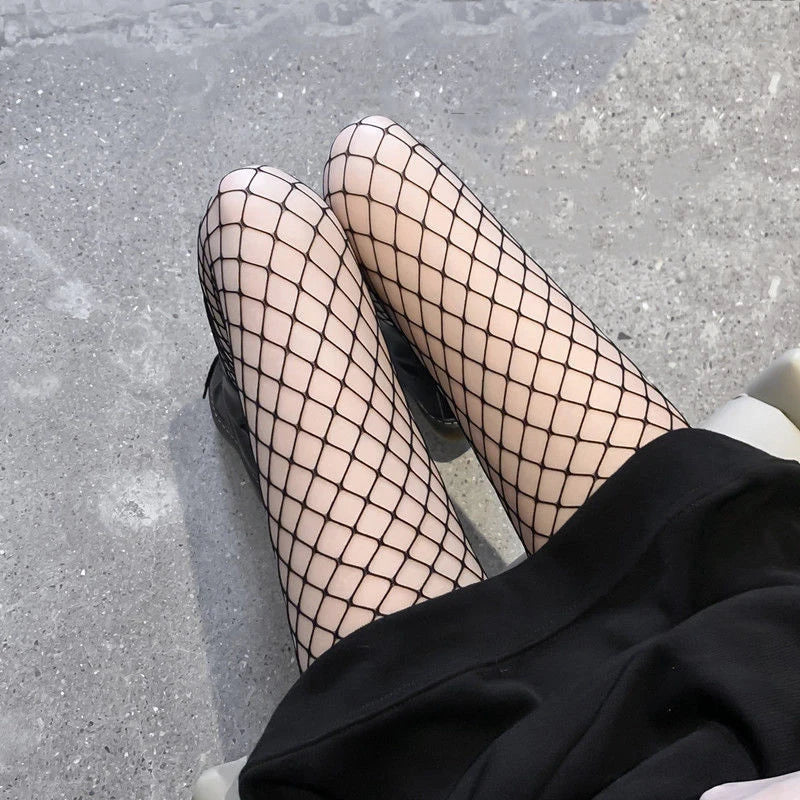 Fashion Mesh Stocking Tights Plus Size Black Hollow Out Fishnet Pantyhose