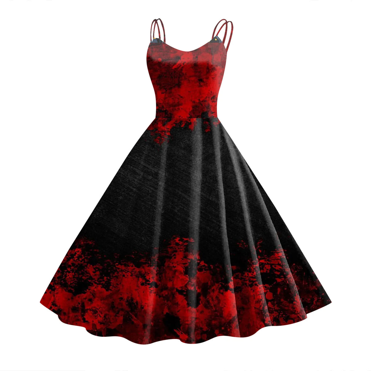 Halloween Vintage Gothic Swing Dress for Women – Sleeveless 1950s Housewife Style, Witch Cosplay Carnival Party Costume Evening Dress