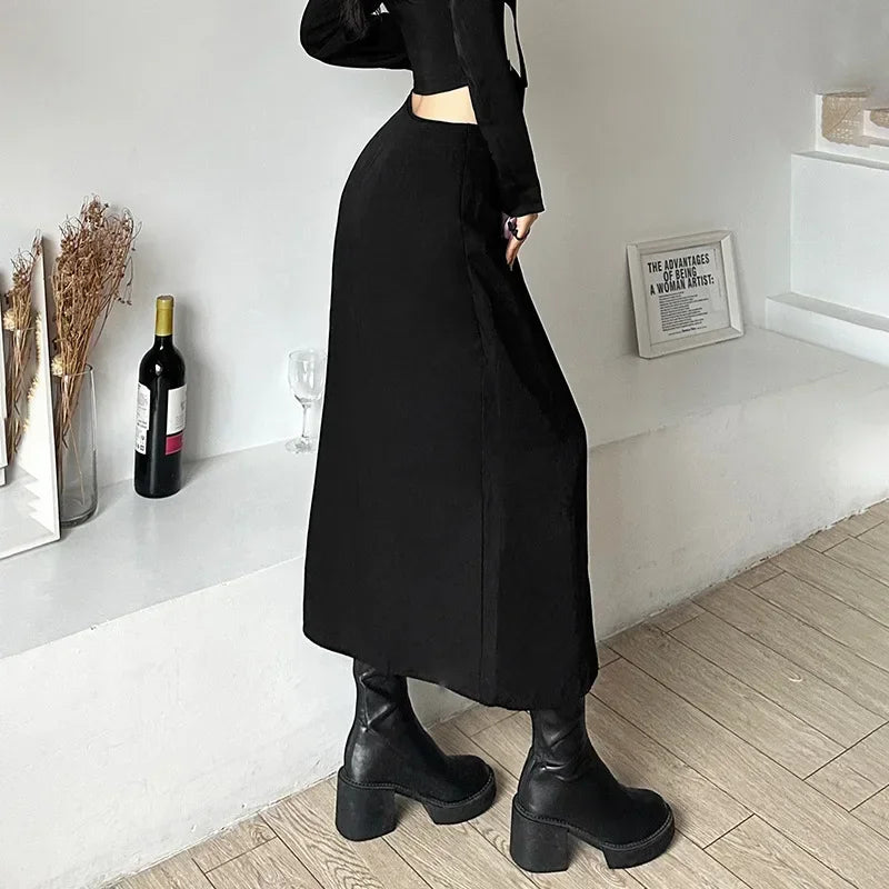 Goth Dark Sexy Mini Irregular Hem High Waist Punk Rock Cargo Skirt