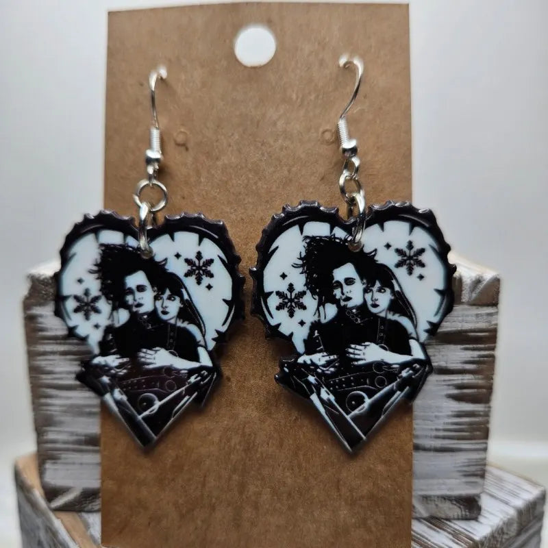 Gothic Halloween Horror Movie Character Dangle Earrings - Creative Print Acrylic Handmade Jewelry for Women