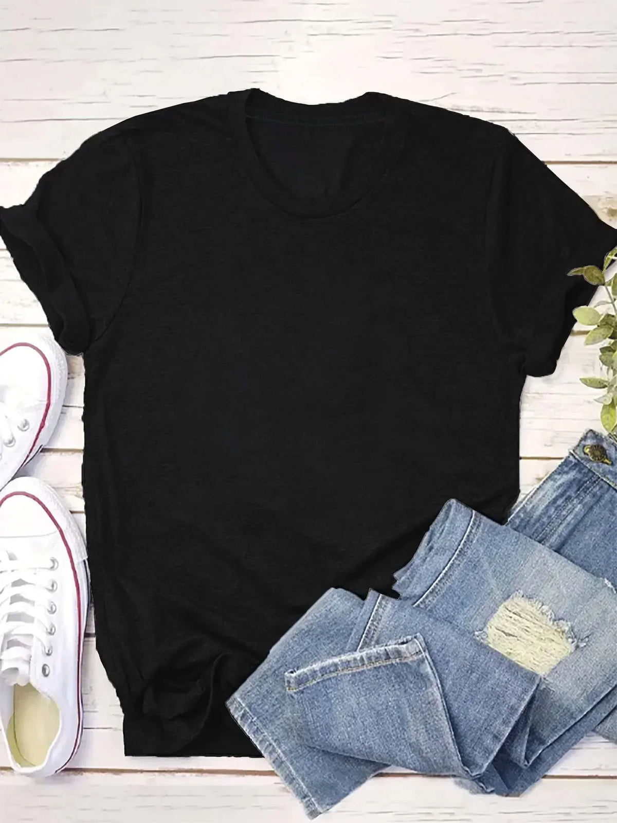 2024 New Plus Size Letter Fashion Printed Black T-Shirt | Women’s Summer Casual Loose Comfortable Top | Plus Size Clothing