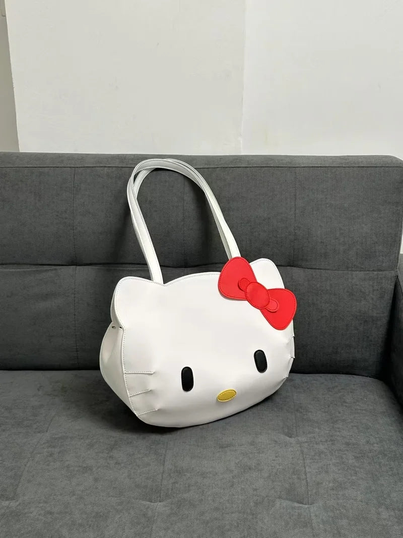 2024 New Sanrio Tote Bag Girl Cute Cartoon Bow Shoulder Bag All-Matching Underarm Bag Large Capacity Ladies Casual Bag