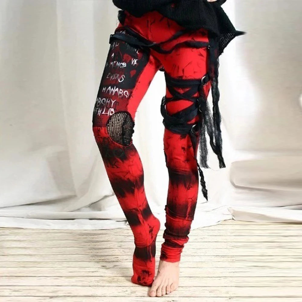 Goth Punk Rock Mesh Tie Bodycon Streetwear Women’s Leggings