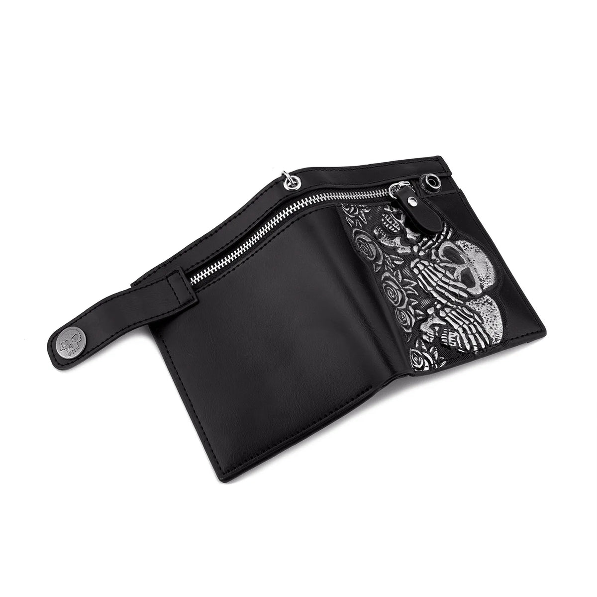 Men's Wallet PU Retro Biker Purse Coin Pouch Luxury Devil Skull Death Punk Rock Short Anti-theft Zipper Wallet