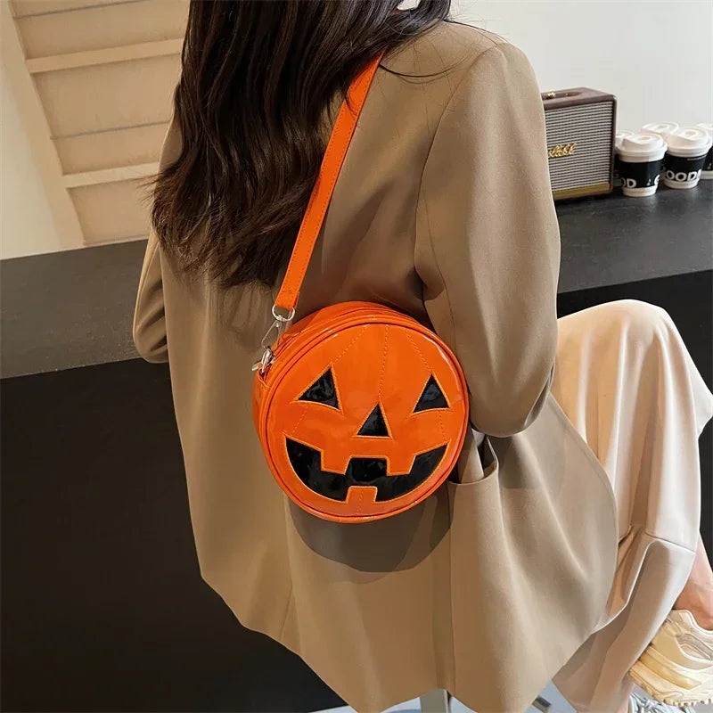 Halloween Crossbody Sling Purse for Women & Girls – Pumpkin Head Gothic Shoulder Bag, Party Evening Clutch, Spooky Handbag