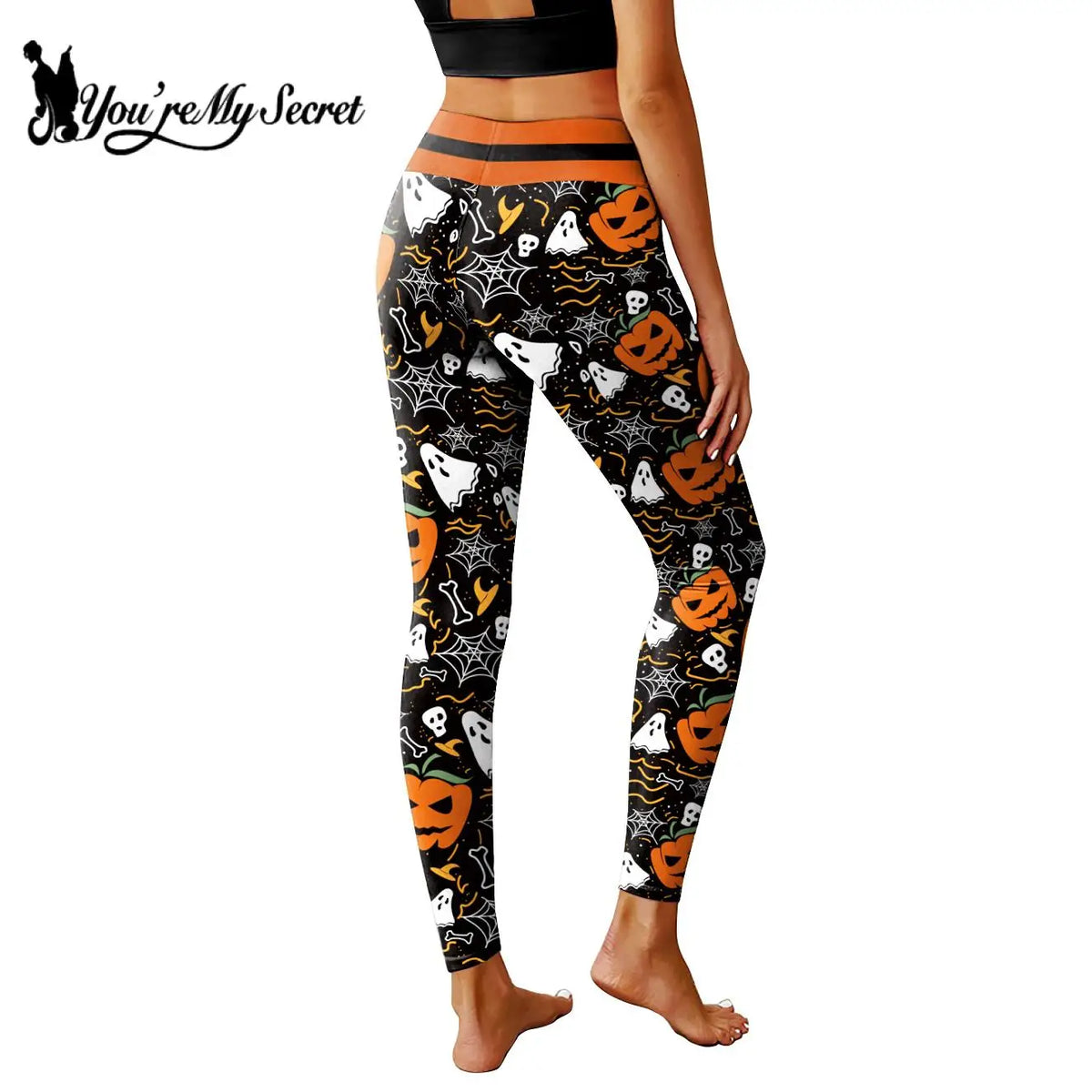 [You're My Secret] 2024 High Waist Women Legging Gothic Oversize Legins Pants Pumpkin Cartoon Fashion Leggings for Halloween